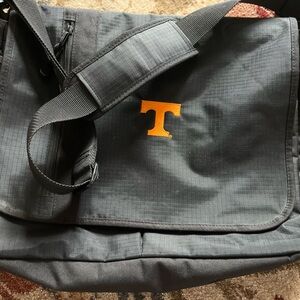 Black Messenger Bag with Orange Logo